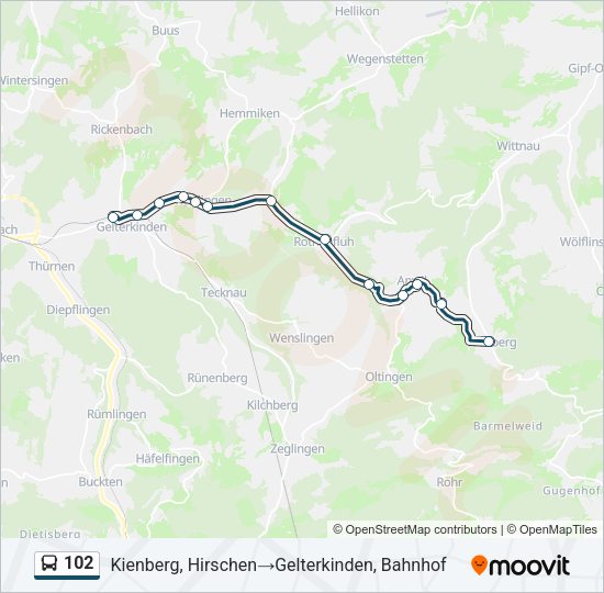 102 Bus Line Map