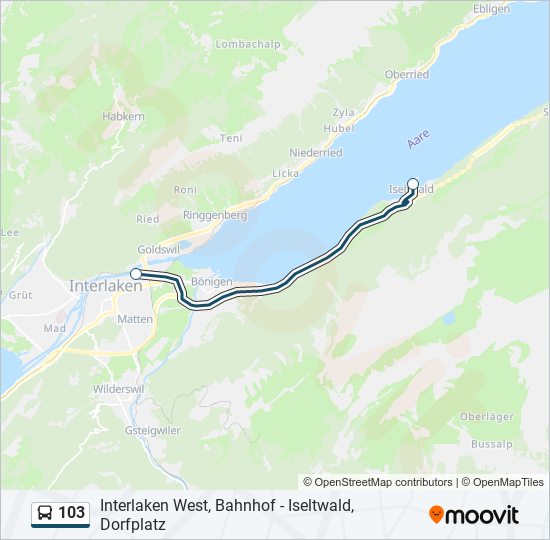 103 Route: Schedules, Stops & Maps - Iseltwald, Dorfplatz‎→Interlaken ...