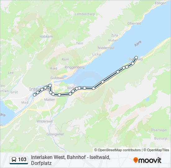 103 Route: Schedules, Stops & Maps - Iseltwald, Dorfplatz‎→Interlaken ...