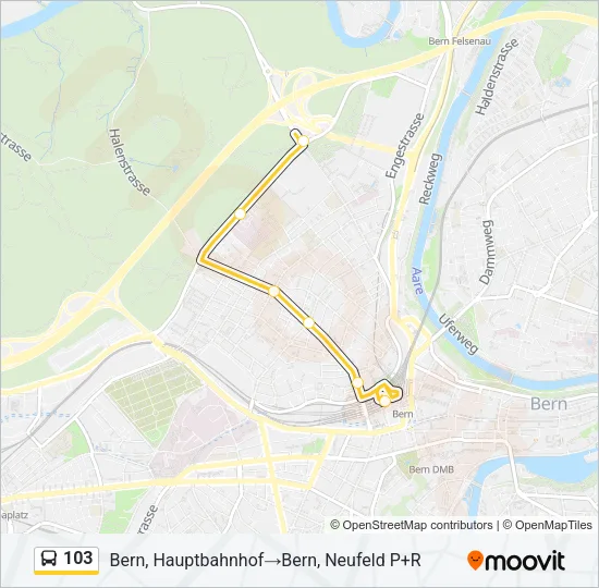 Plan de la ligne 103 de bus