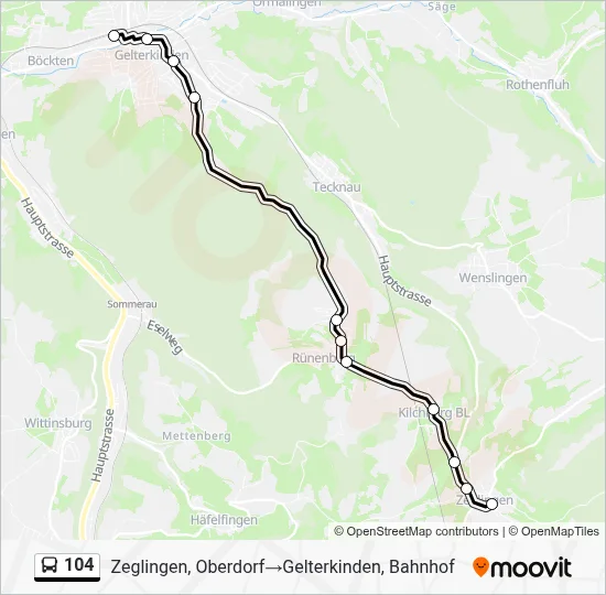 104 Route - Zeglingen, Oberdorf‎→Gelterkinden, Bahnhof: Fahrpläne ...