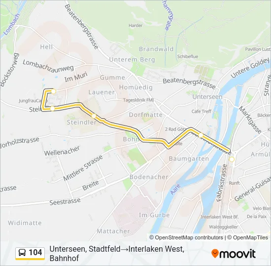 Plan de la ligne 104 de bus