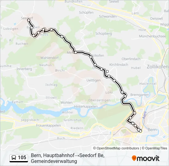 Plan de la ligne 105 de bus
