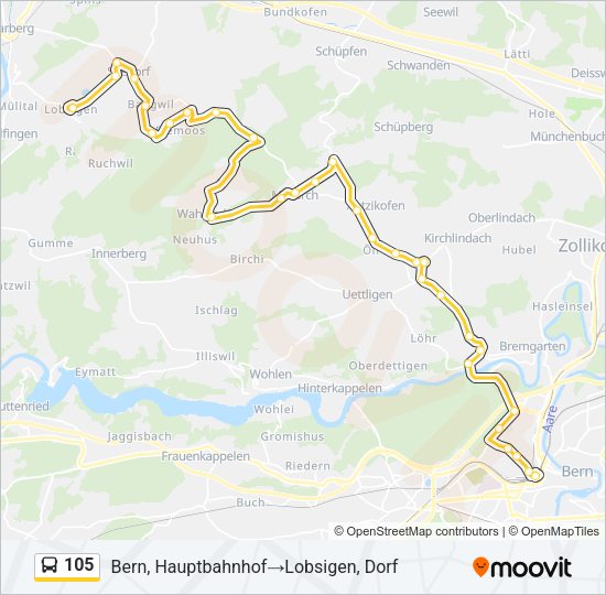 105 Bus Line Map