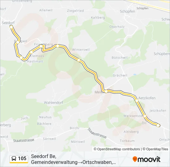 105 Bus Line Map