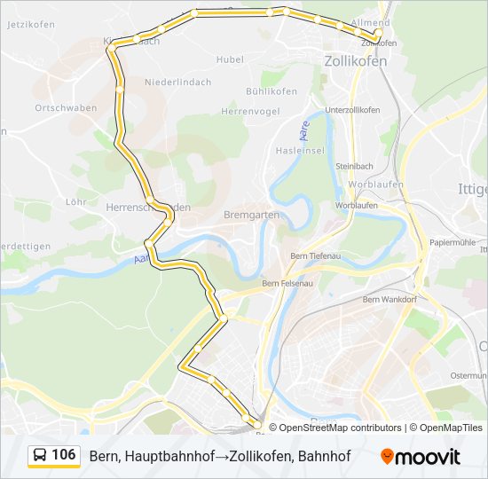 106 Route: Schedules, Stops & Maps - Bern, Hauptbahnhof‎→Zollikofen ...