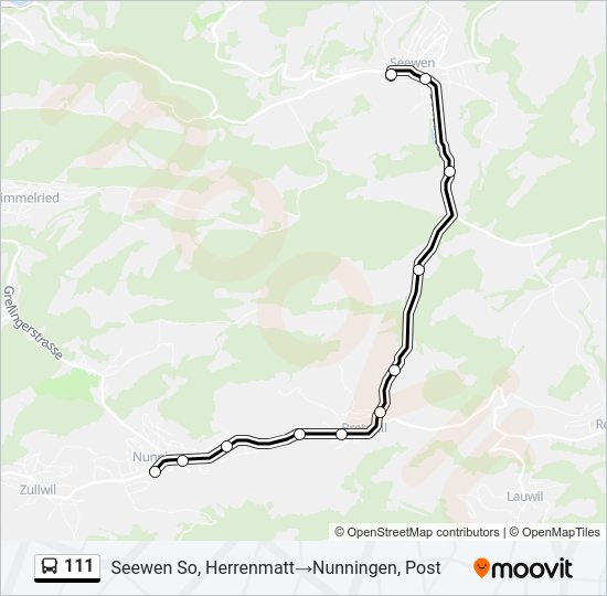 Plan de la ligne 111 de bus