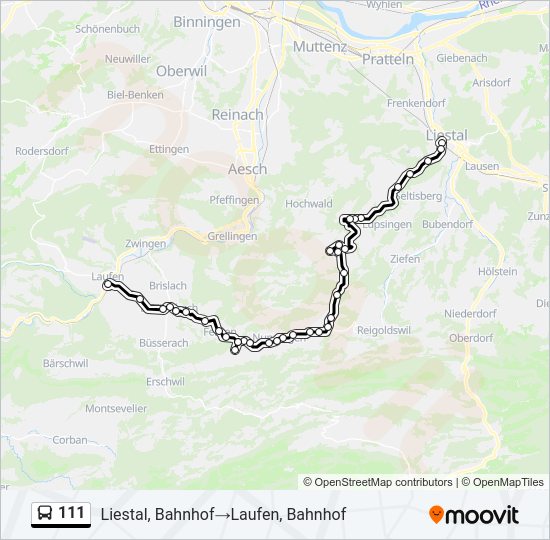 Plan de la ligne 111 de bus