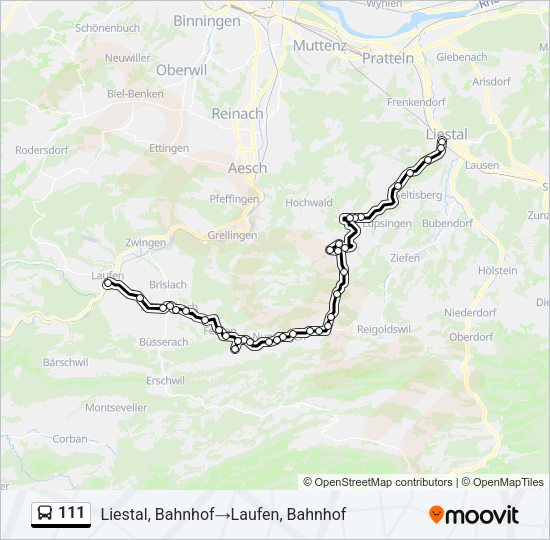 111 Bus Line Map