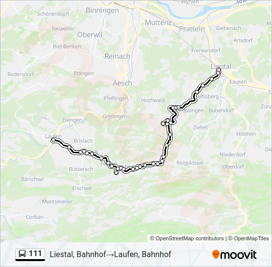 Plan de la ligne 111 de bus