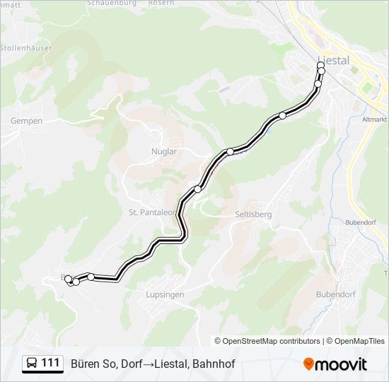 Plan de la ligne 111 de bus