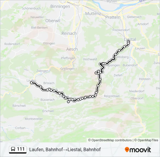 111 Bus Line Map
