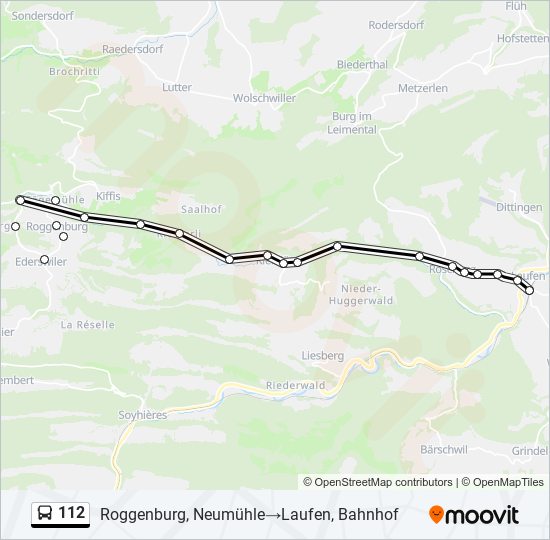 Plan de la ligne 112 de bus