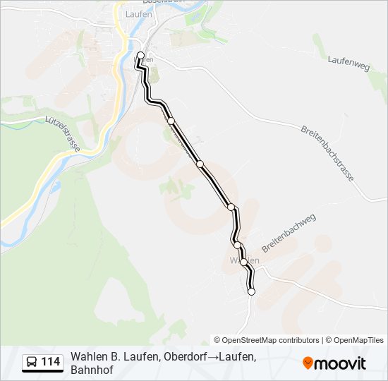 114 bus Line Map