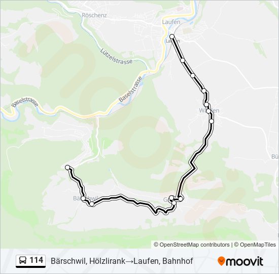 114 bus Line Map