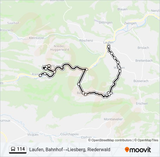 114 Bus Line Map