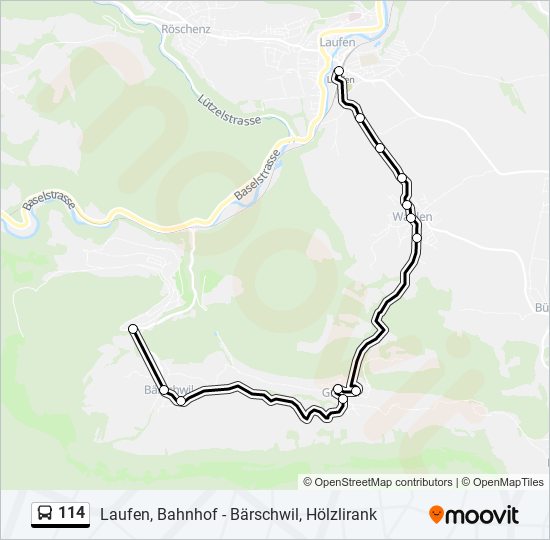 Plan de la ligne 114 de bus