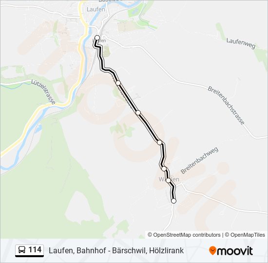 Plan de la ligne 114 de bus