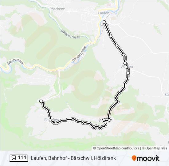 Plan de la ligne 114 de bus