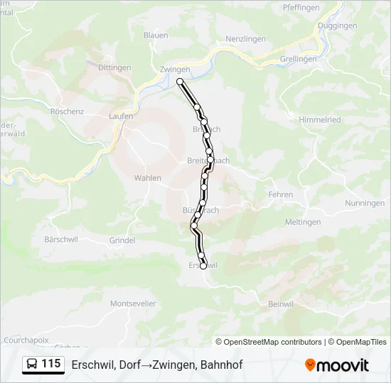 115 Bus Line Map