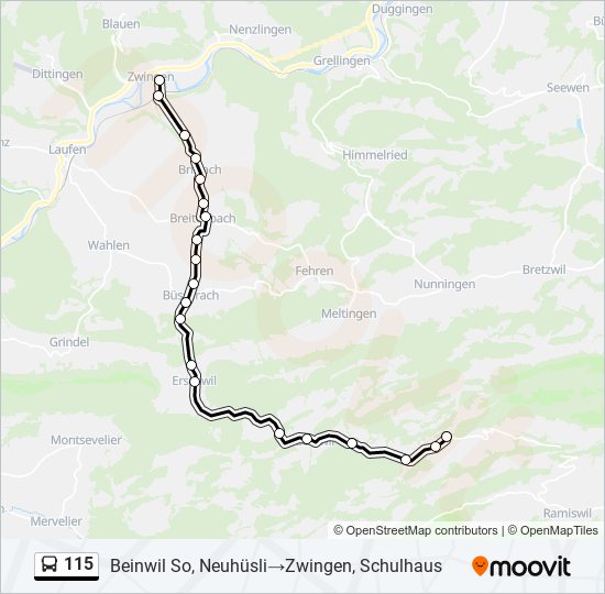 115 bus Line Map