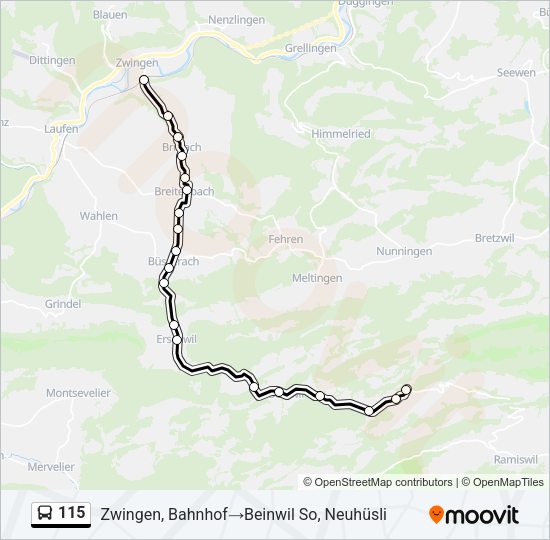 115 Bus Line Map