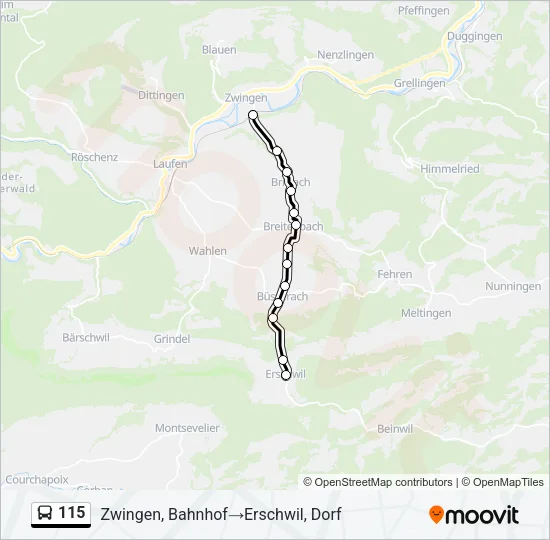 115 Bus Line Map