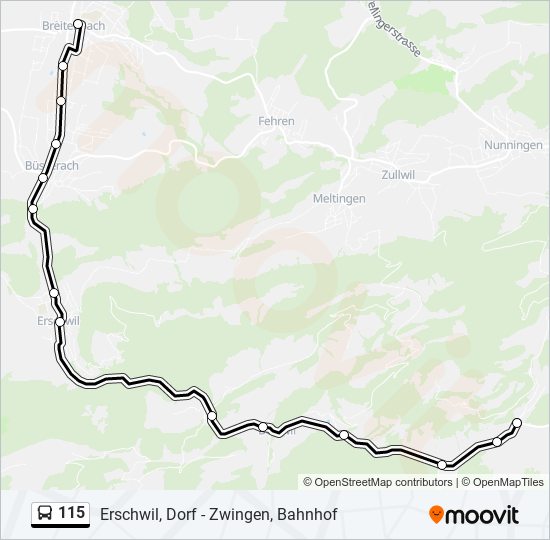 115 bus Line Map