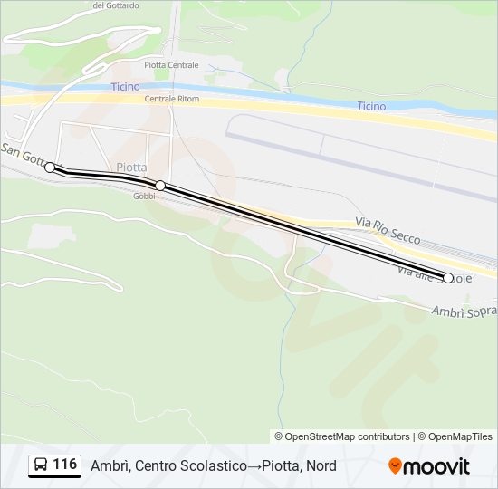 Plan de la ligne 116 de bus