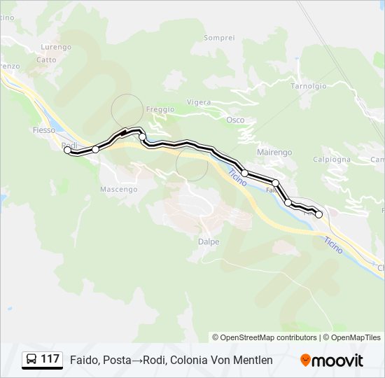 Plan de la ligne 117 de bus