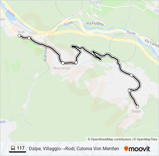 Plan de la ligne 117 de bus