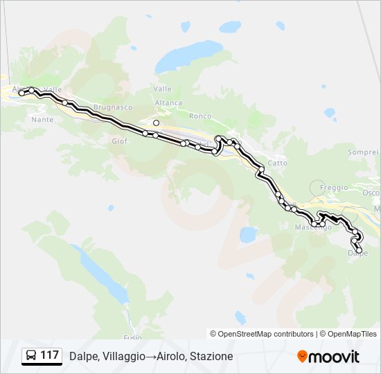 Plan de la ligne 117 de bus