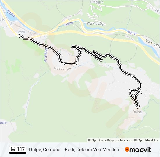 Plan de la ligne 117 de bus