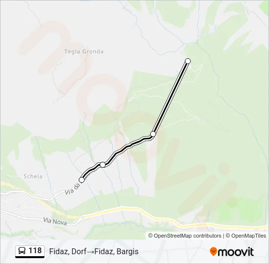 Plan de la ligne 118 de bus