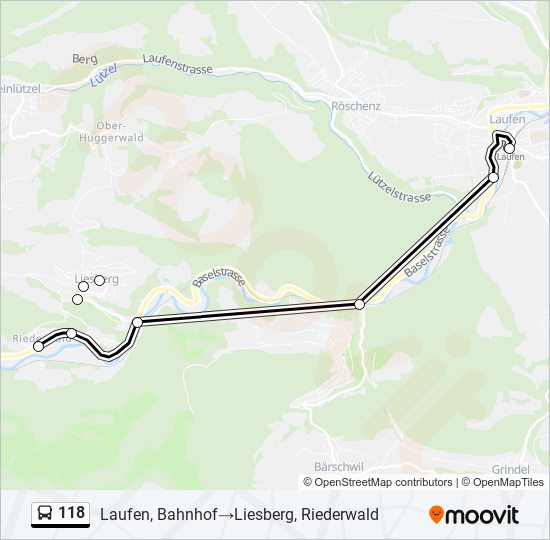 Plan de la ligne 118 de bus