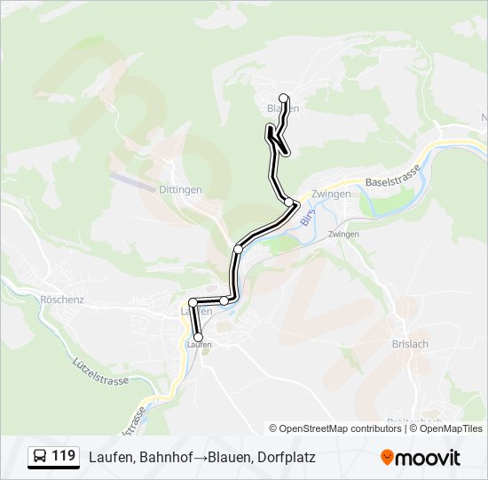 Plan de la ligne 119 de bus