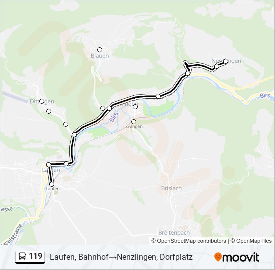 119 bus Line Map