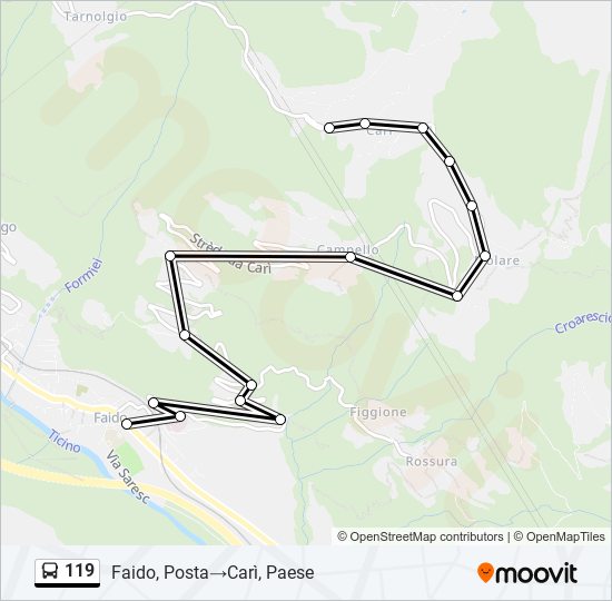 119 bus Line Map