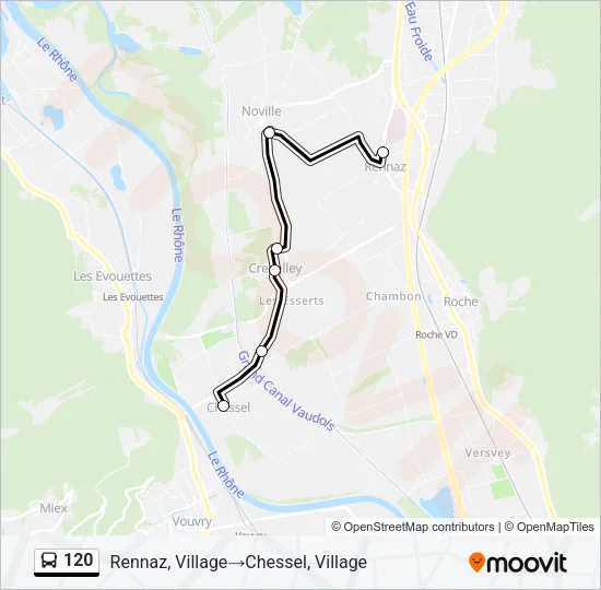 Plan de la ligne 120 de bus