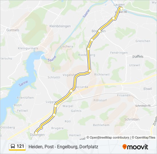 121 bus Line Map