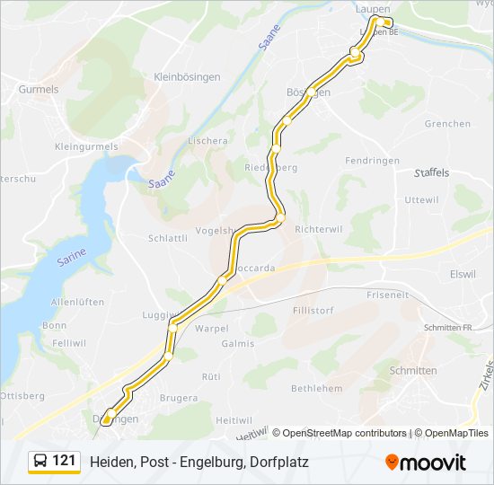 121 bus Line Map