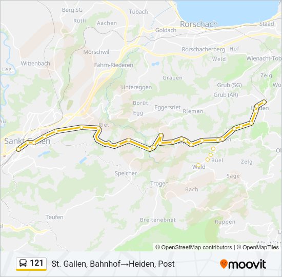 121 bus Line Map