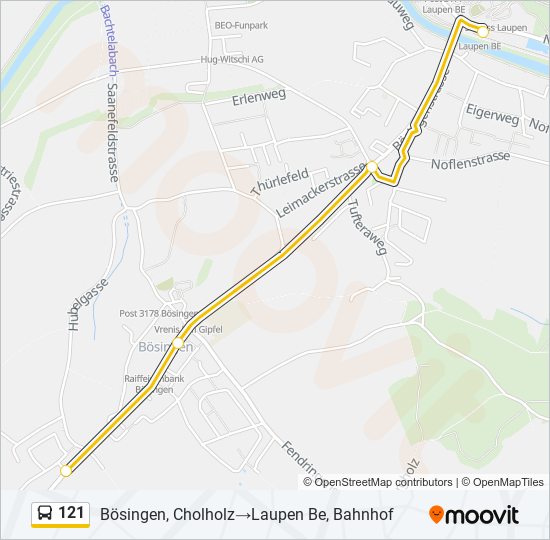 121 bus Line Map