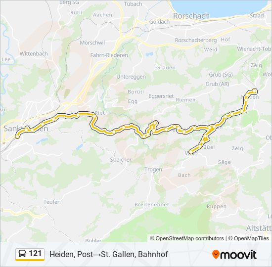 Plan de la ligne 121 de bus