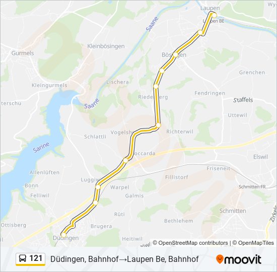 Plan de la ligne 121 de bus