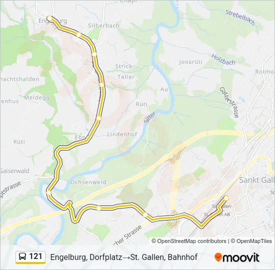 121 Bus Line Map