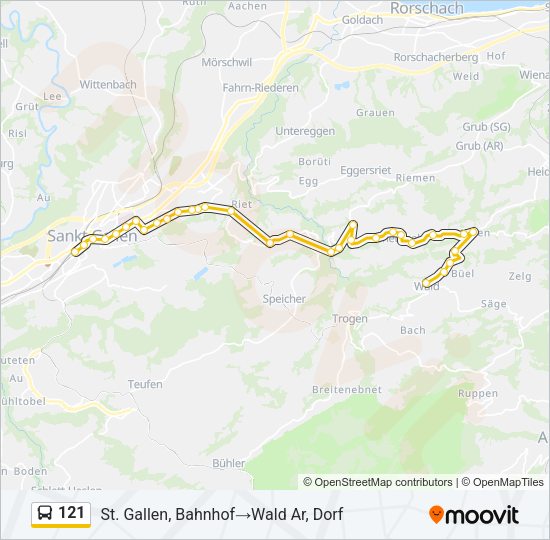 121 Bus Line Map
