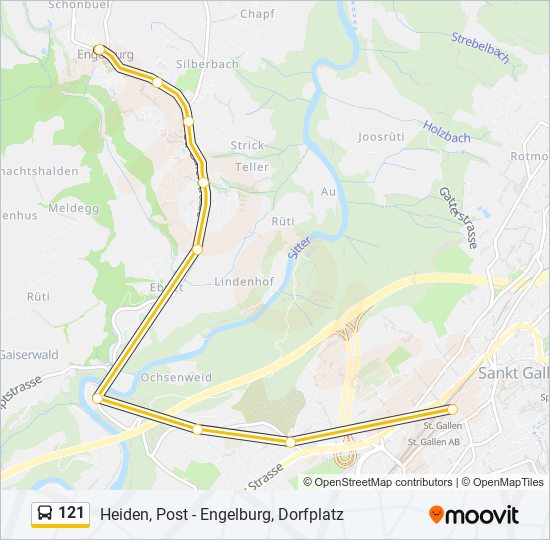 121 bus Line Map