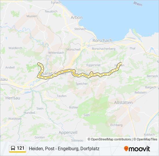 121 bus Line Map