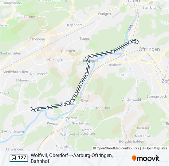 Plan de la ligne 127 de bus